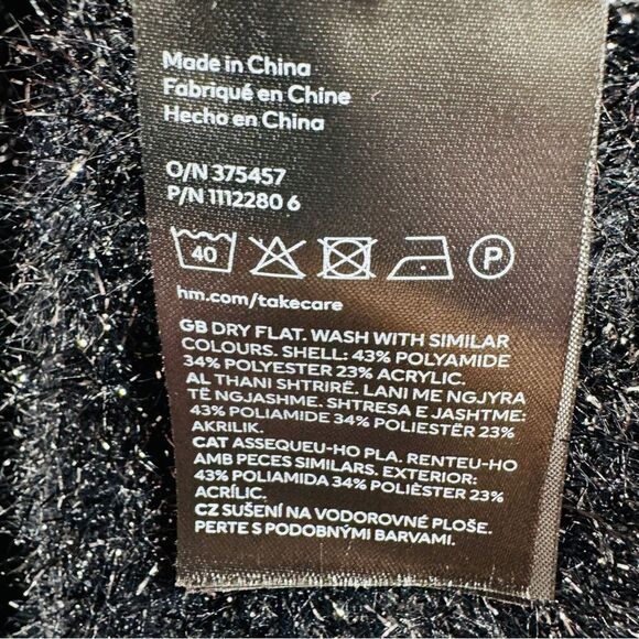 H&M Shimmer Oversized Wide Sleeve Sweater Black XS Pullover - Picture 11 of 13